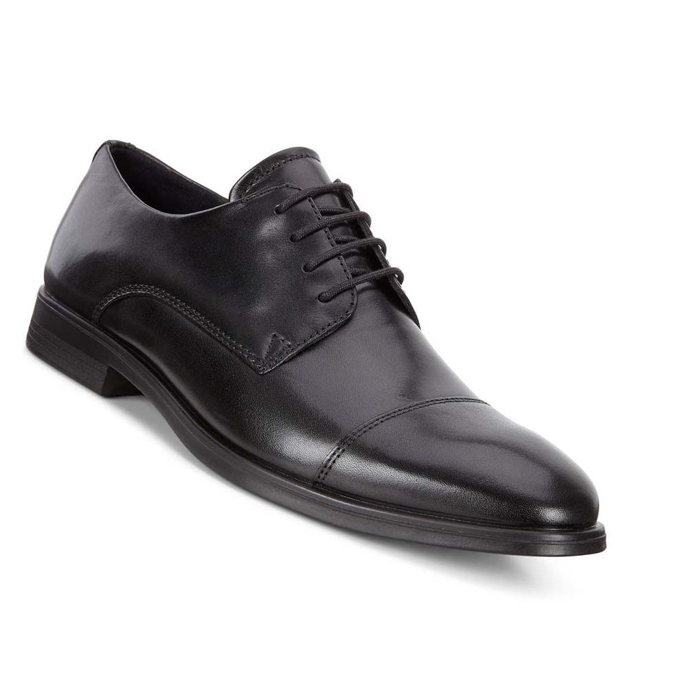 Férfi Ecco Melbourne Cap Toe Tie Ruha Cipő Fekete | HU 521SGL